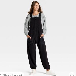 Women's High Pile Fleece Overalls - JoyLab Black Onyx